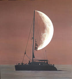 Half Moon Mast, 2022,
acrylic on canvas, 120 x 110 cm.