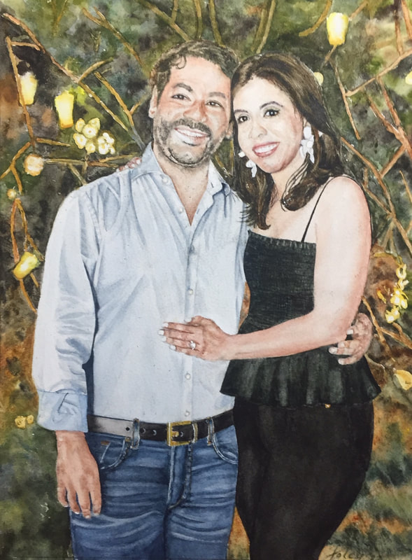 Portrait of Mauricio and Camila, 2022, watercolour, 38 x 29 cm.