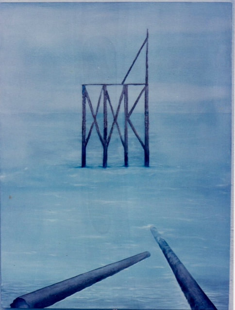 The Pier at Tonchigue #2, 1998,  acrylic on canvas, 120 x 110 cm.
